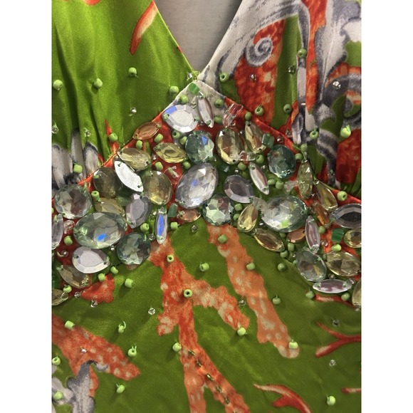 Mary.LCouture Silk Maxi Halter Beaded Dress Sz2 Prom Wedding Formal Opera NWT - Picture 2 of 13